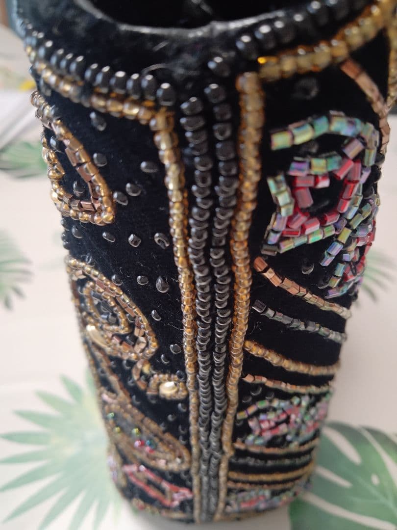 ビーズ刺繍✿黒✿パーティーバック