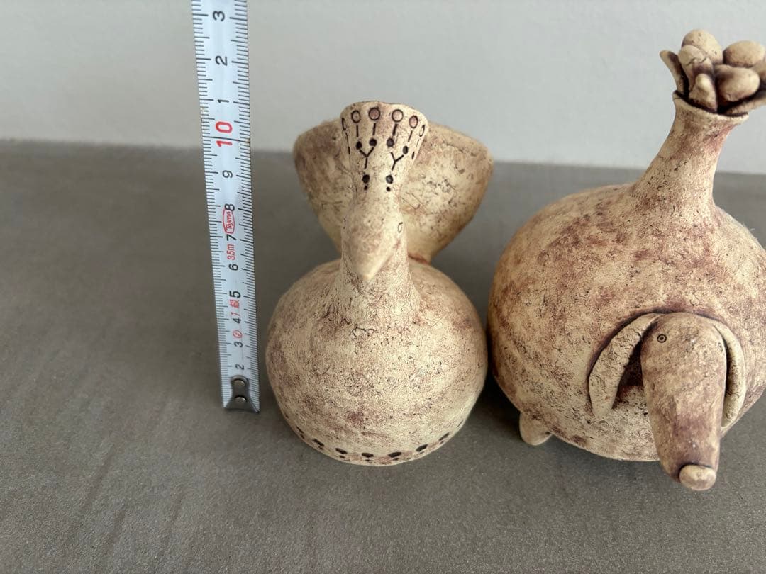 北川タケシ　レア　オブジェ　置物　陶器　鳥　犬