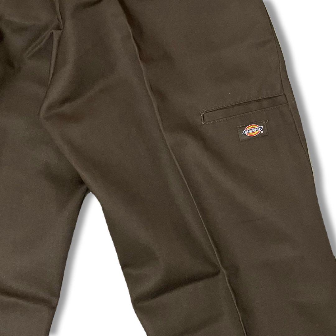 新品 34x30 ダークブラウン DICKIES ダブルニー LOOSE FIT