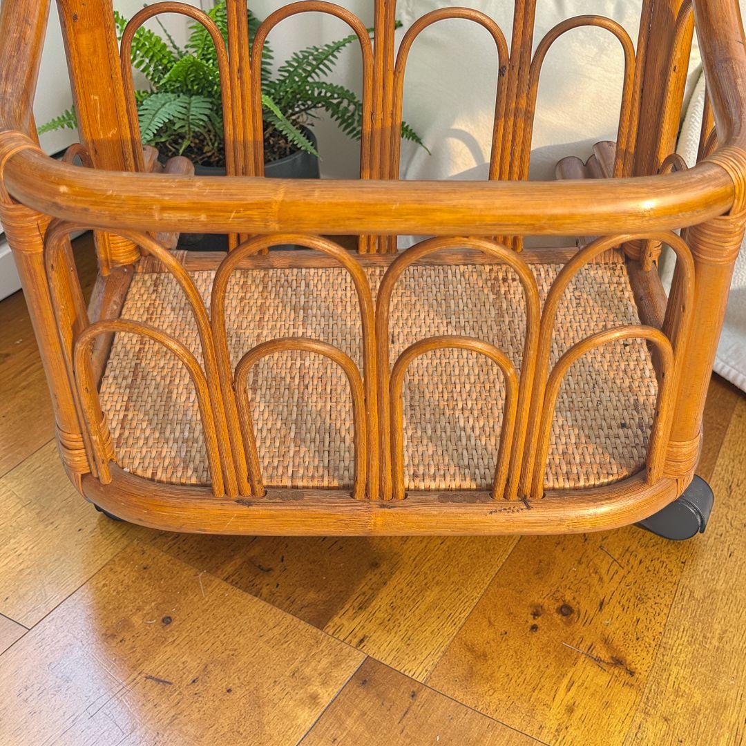 ラタン 姿見 籐家具 昭和レトロ アンティークラタン ミラースタンド