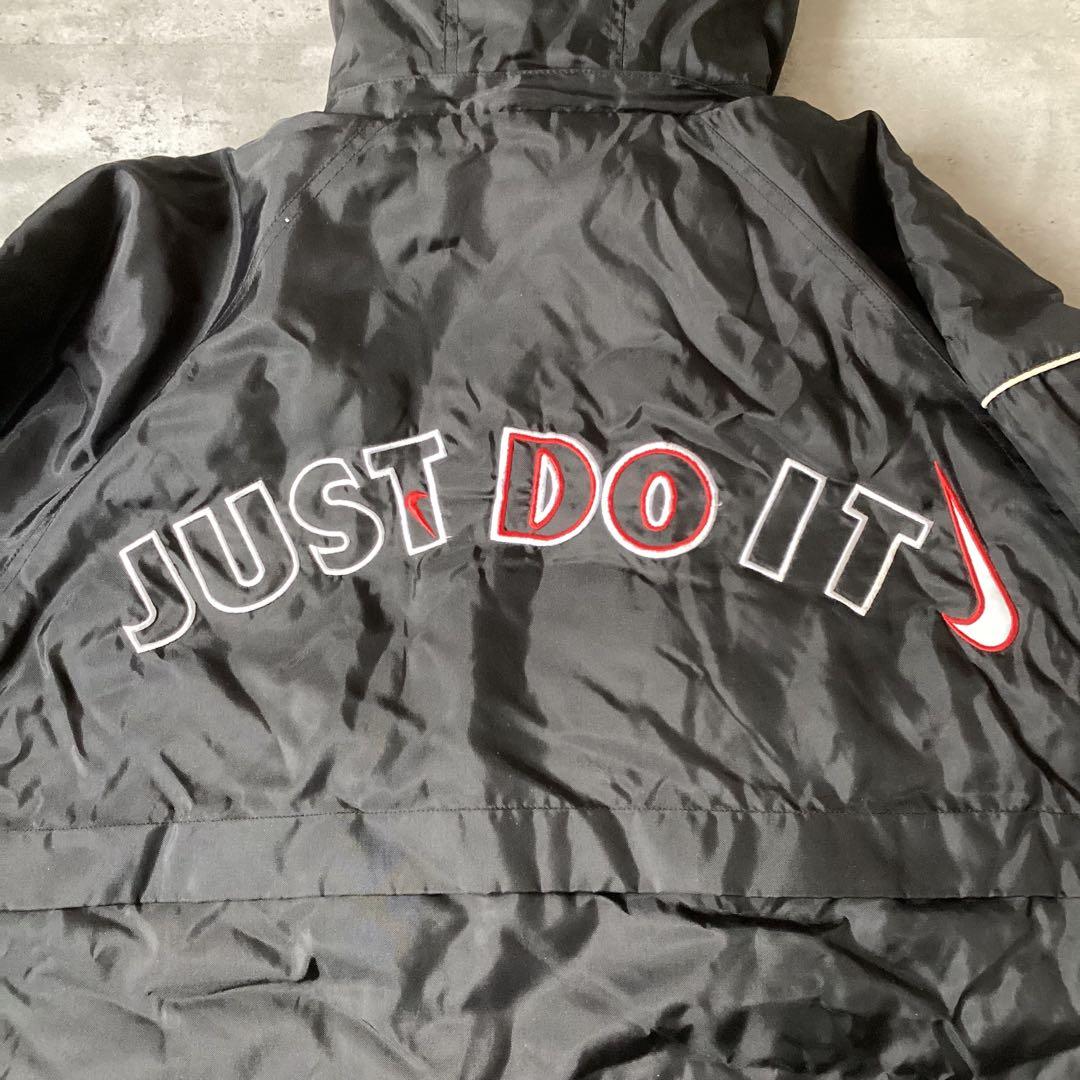 90s NIKE ナイキ　ナイロンジャケット　ロングジャケット　ブラック