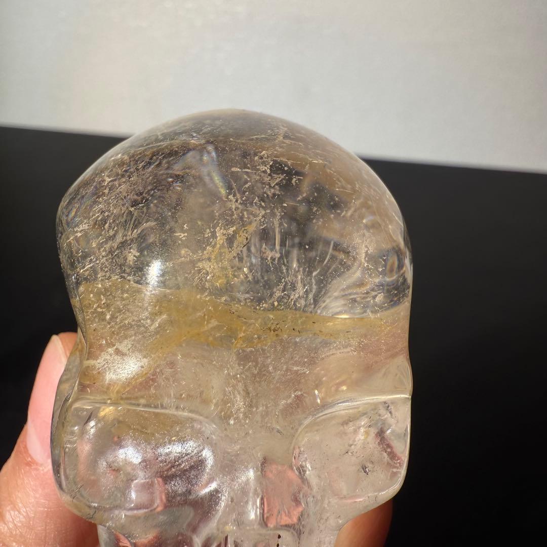 天然石マニカラン共生水晶のスカル　置物　彫物NO.013001