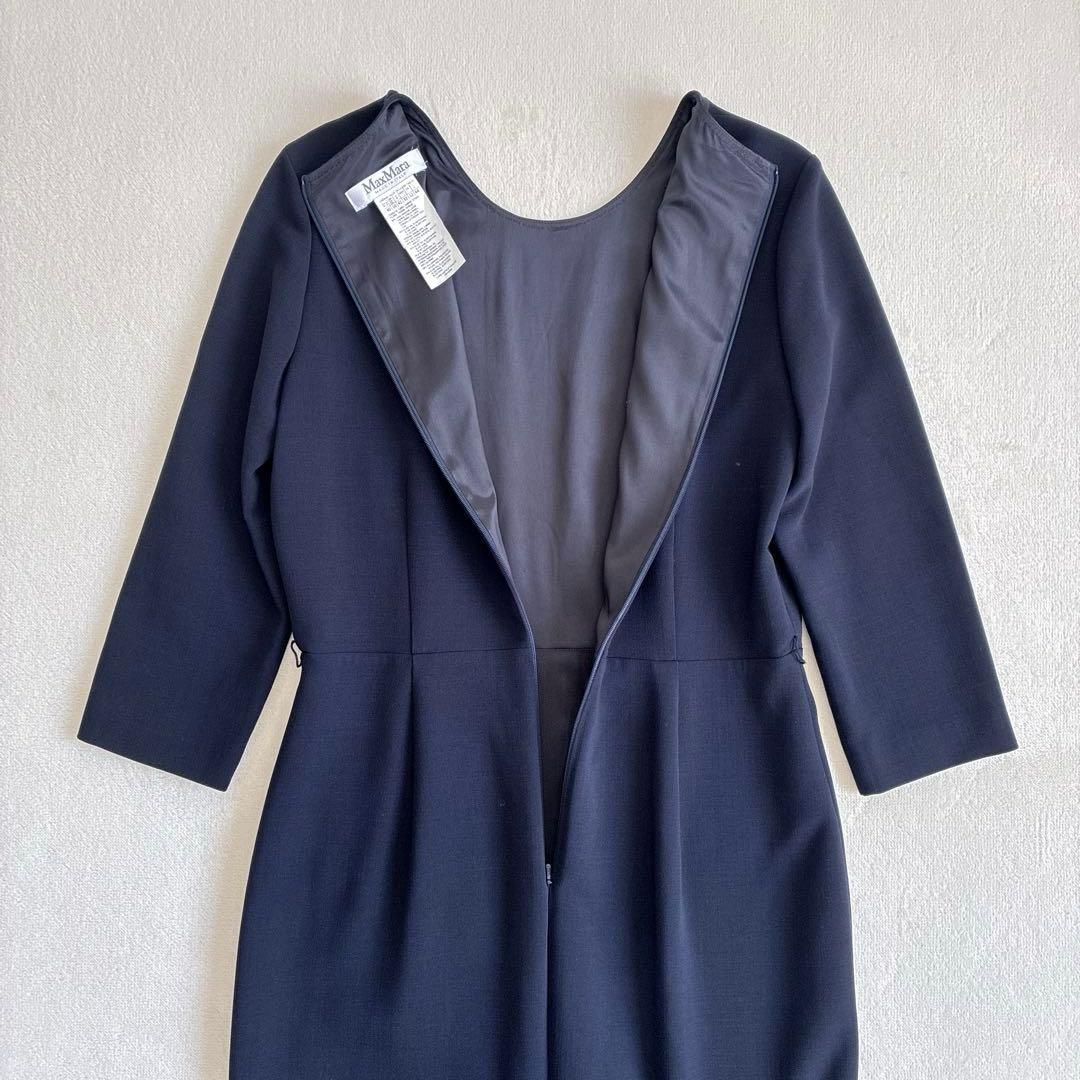MAX MARA ワンピース 七分袖ロング 大きいサイズ　最高級　白タグ　44