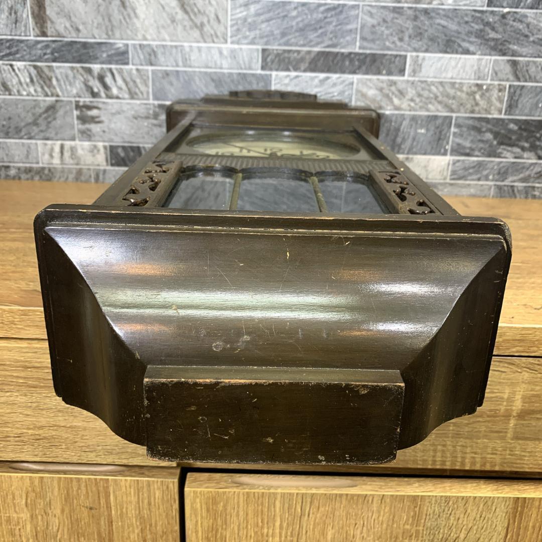 1950年代当時品　TRADE MARK 木製　ネジ巻き柱時計　振り子時計