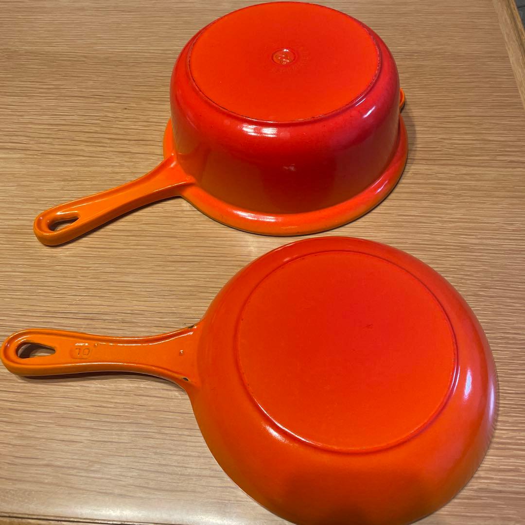 美品 ル・クルーゼ マルチファンクション 片手鍋 22cm オレンジスキレット