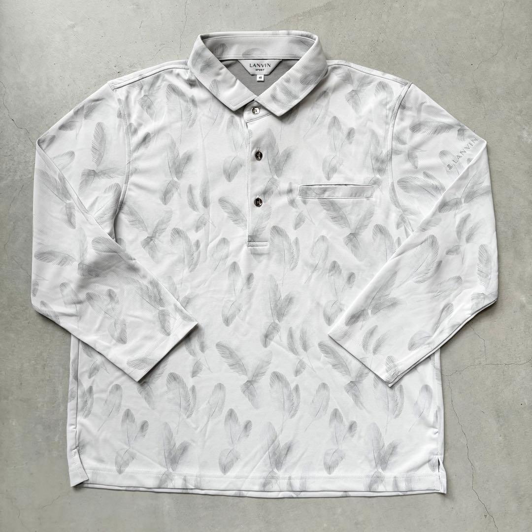 LANVIN SPORT ランバンスポール 総柄 刺繍ロゴ 長袖ポロシャツ 40