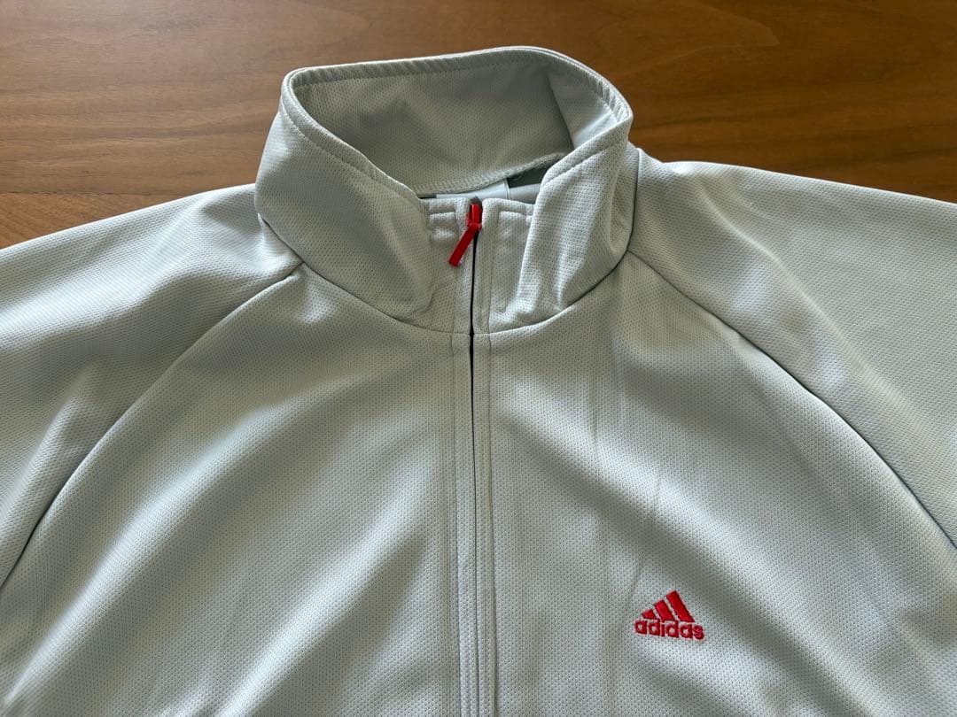 美品 adidas アディダス ジャージ上下セット アイボリー×レッド Lサイズ