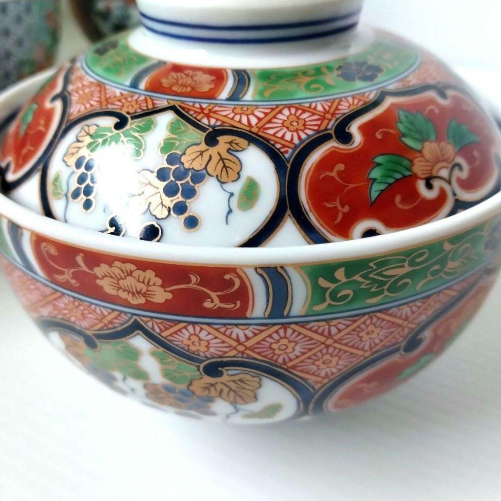古伊万里 有田焼 南山窯 絵替わり 金彩 色錦 金襴手 蓋付き どんぶり 丼物