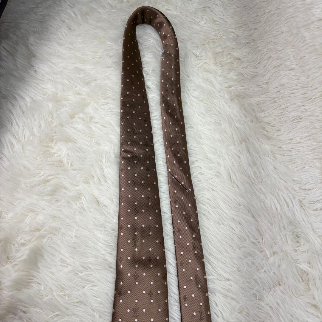 LV ルイヴィトン モノグラム ジャガード 現行 シルク ネクタイ ブラウン