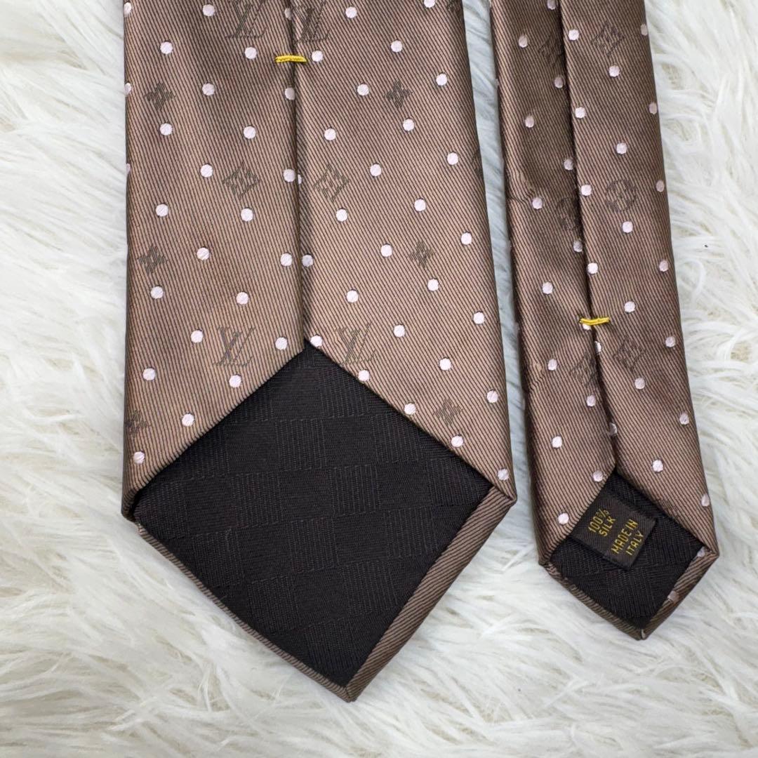 LV ルイヴィトン モノグラム ジャガード 現行 シルク ネクタイ ブラウン