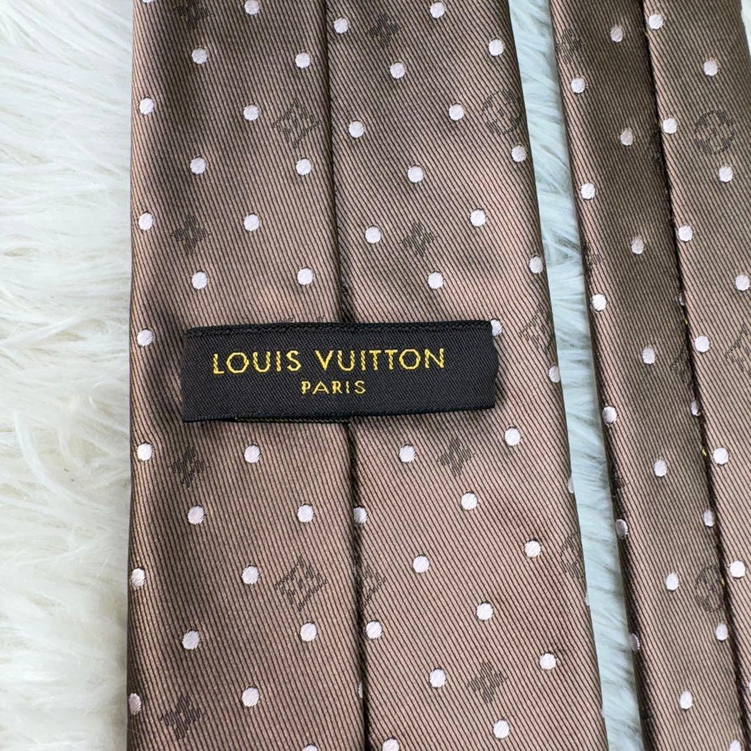 LV ルイヴィトン モノグラム ジャガード 現行 シルク ネクタイ ブラウン