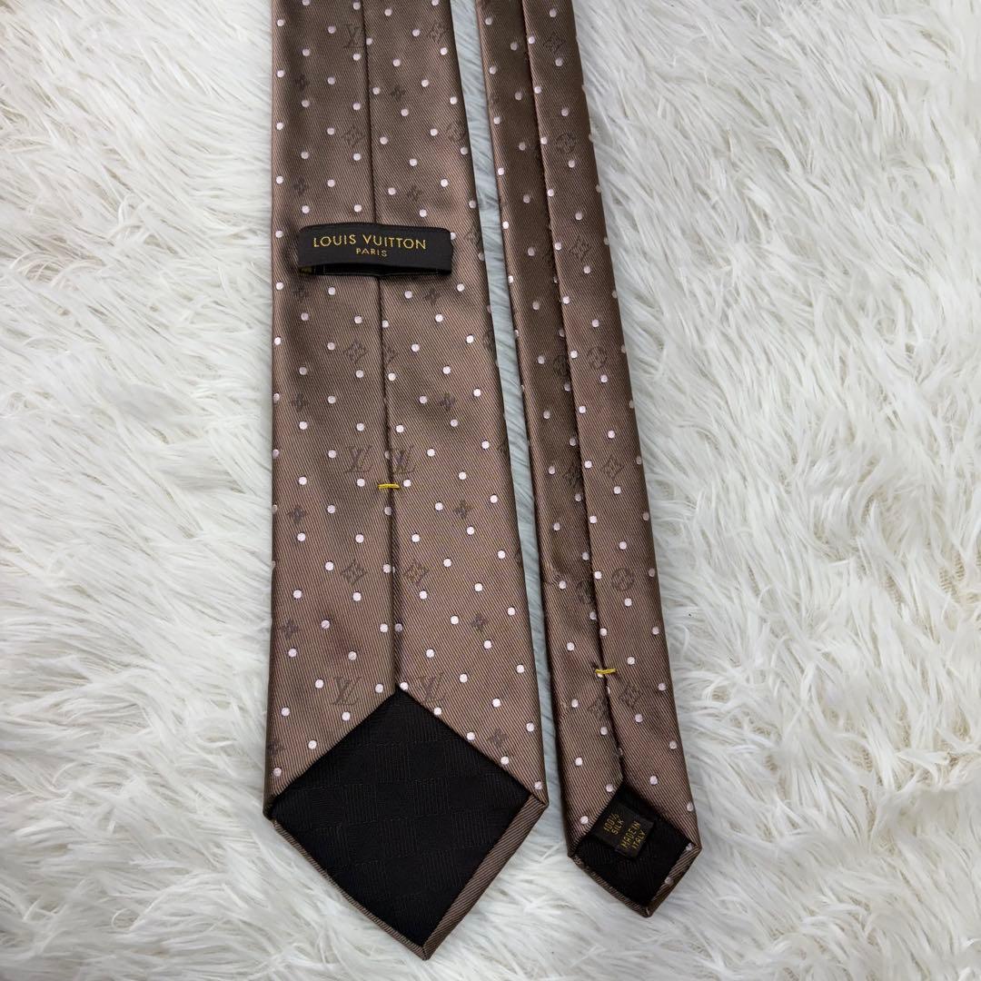 LV ルイヴィトン モノグラム ジャガード 現行 シルク ネクタイ ブラウン