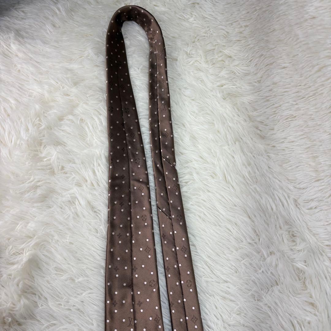 LV ルイヴィトン モノグラム ジャガード 現行 シルク ネクタイ ブラウン