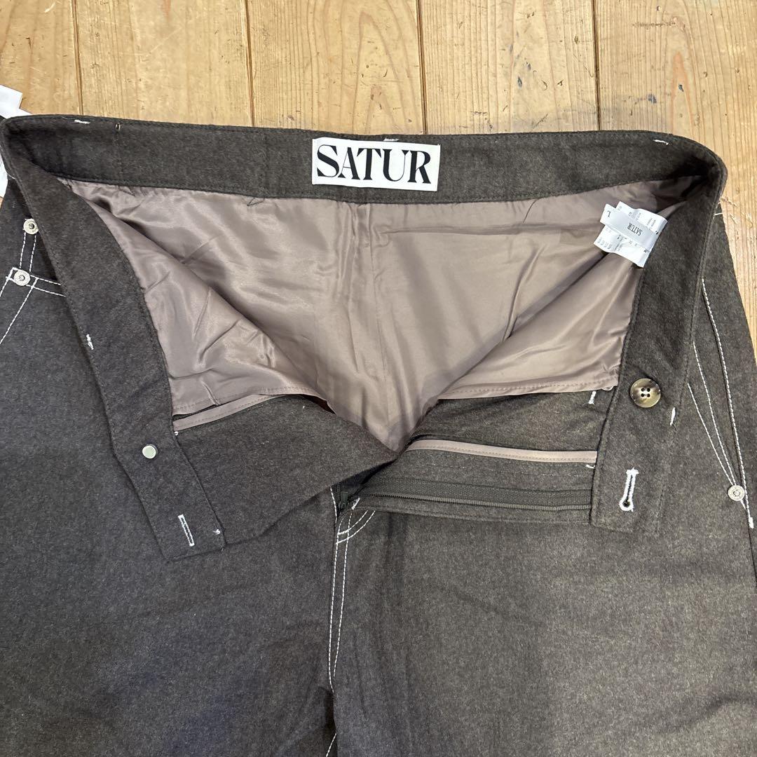 【新品、未使用】SATUR セター メンズ L ウールパンツ ダークグレー