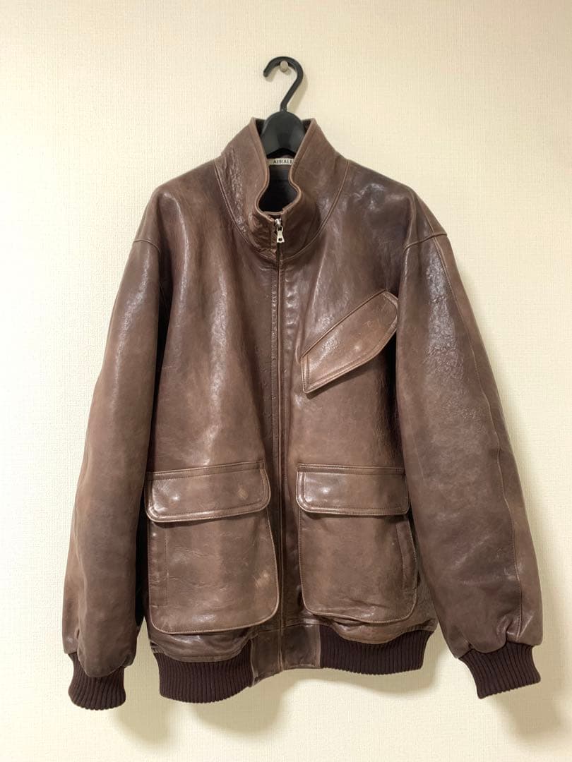 ジャケット・アウター auralee heavy lamb leather zip blouson