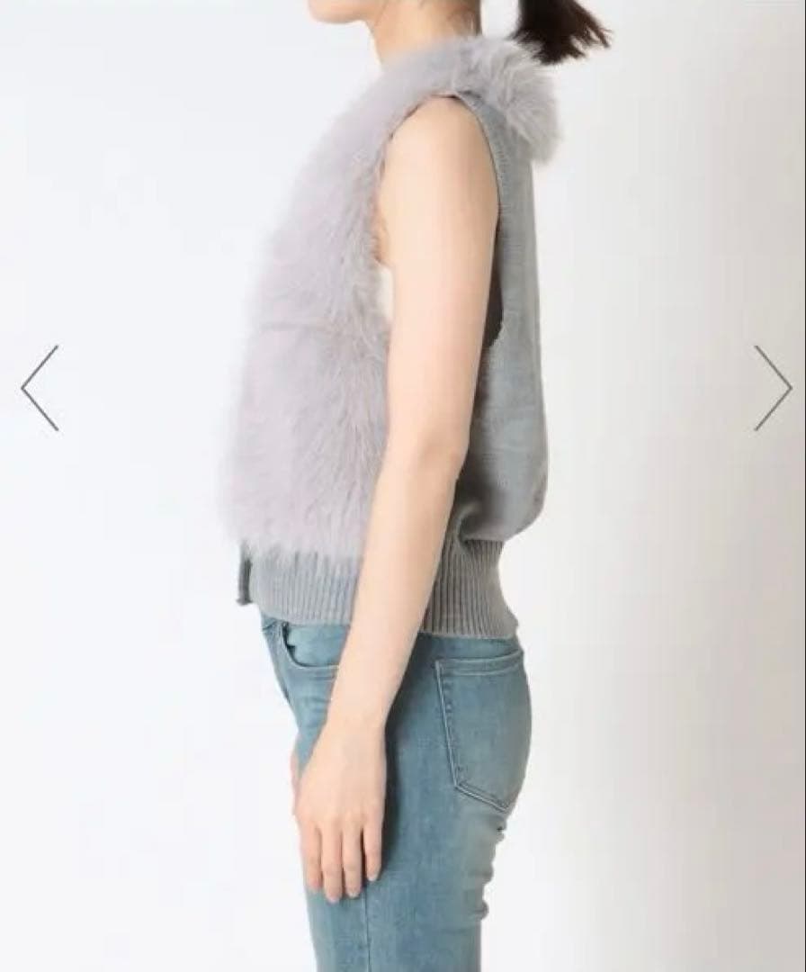 新品three four time♡フェイクファー切替ジレ♡グレー