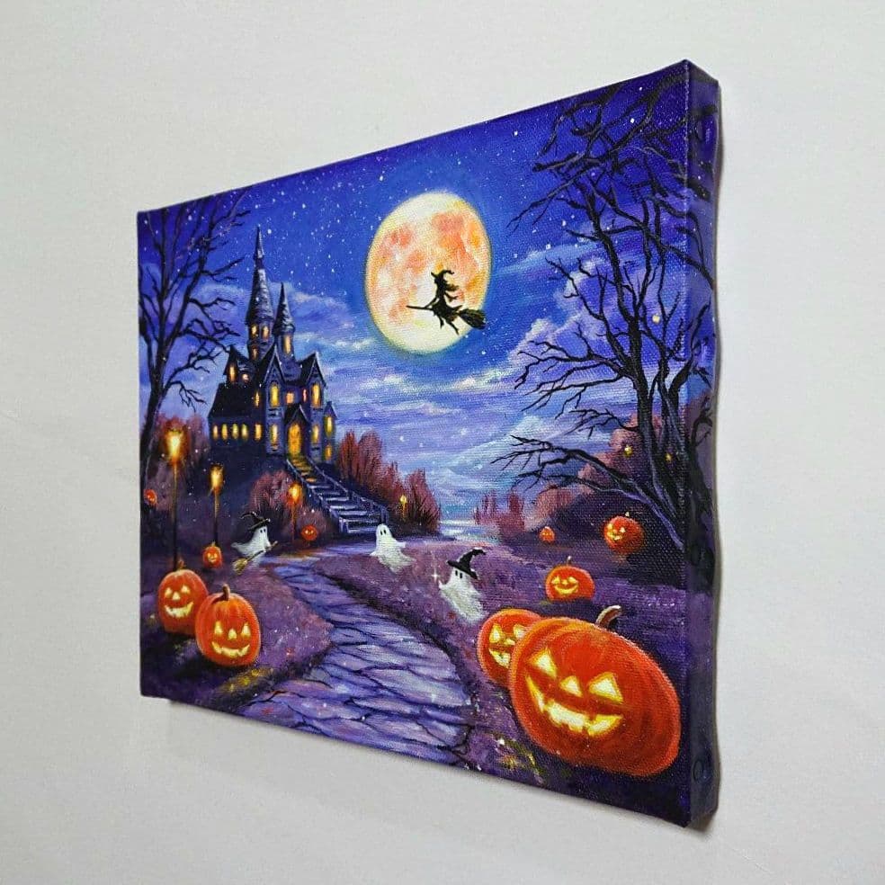 8*！様 【ハロウィン②】アクリル画 F3 風景画 絵画