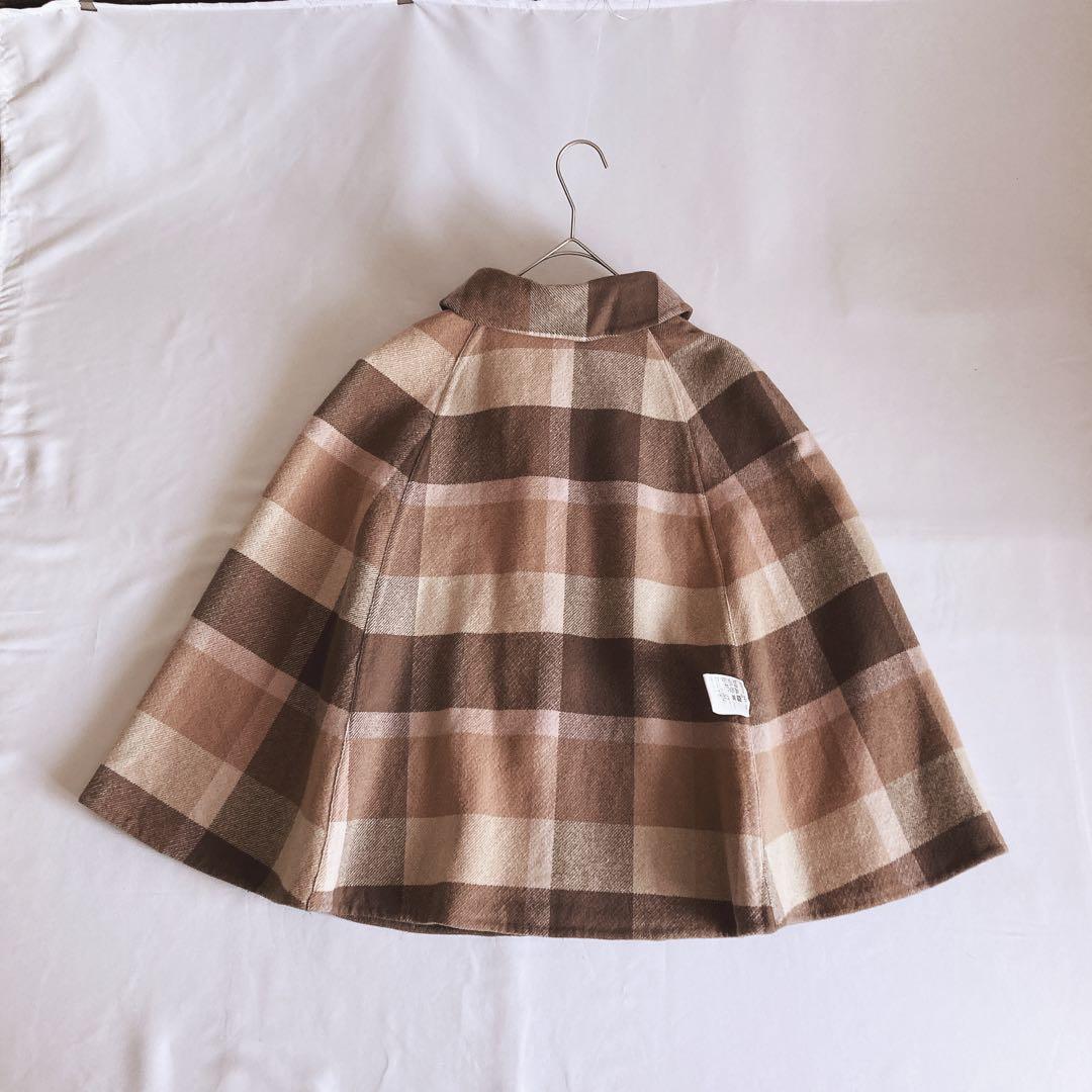 美品 ブルーレーベルクレストブリッジ ファー付きリバーシブルポンチョ 38