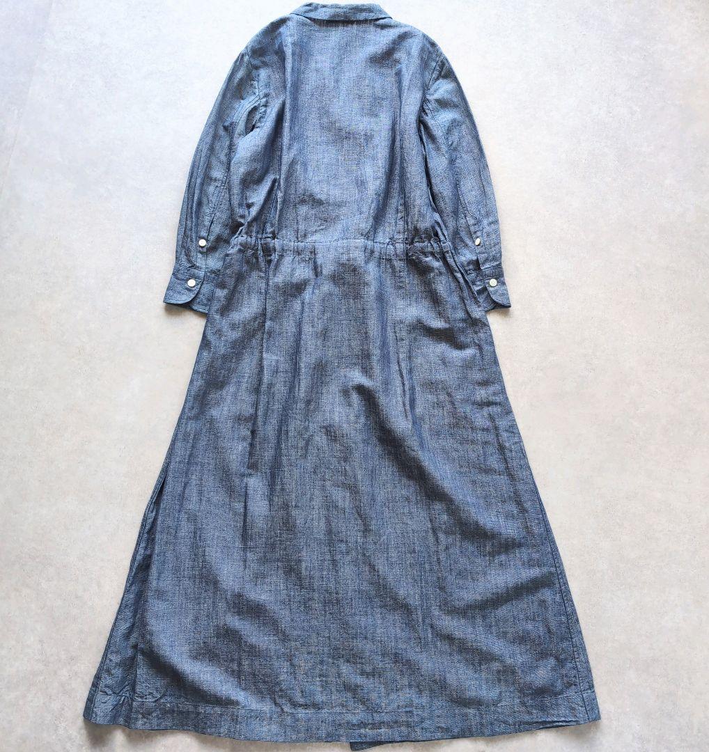 美品✨ コットンリネンダンガリーワンピース ウエストマーク サイズ3
