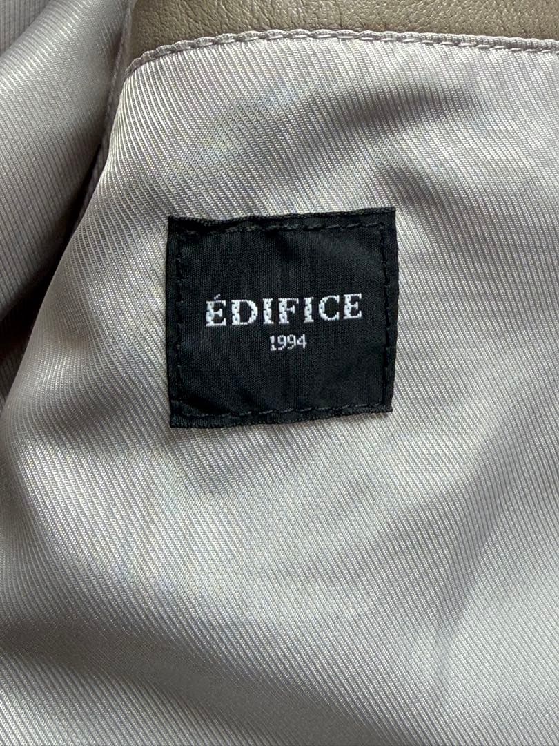 ÉDIFICE グレー レザー シングルライダースジャケット