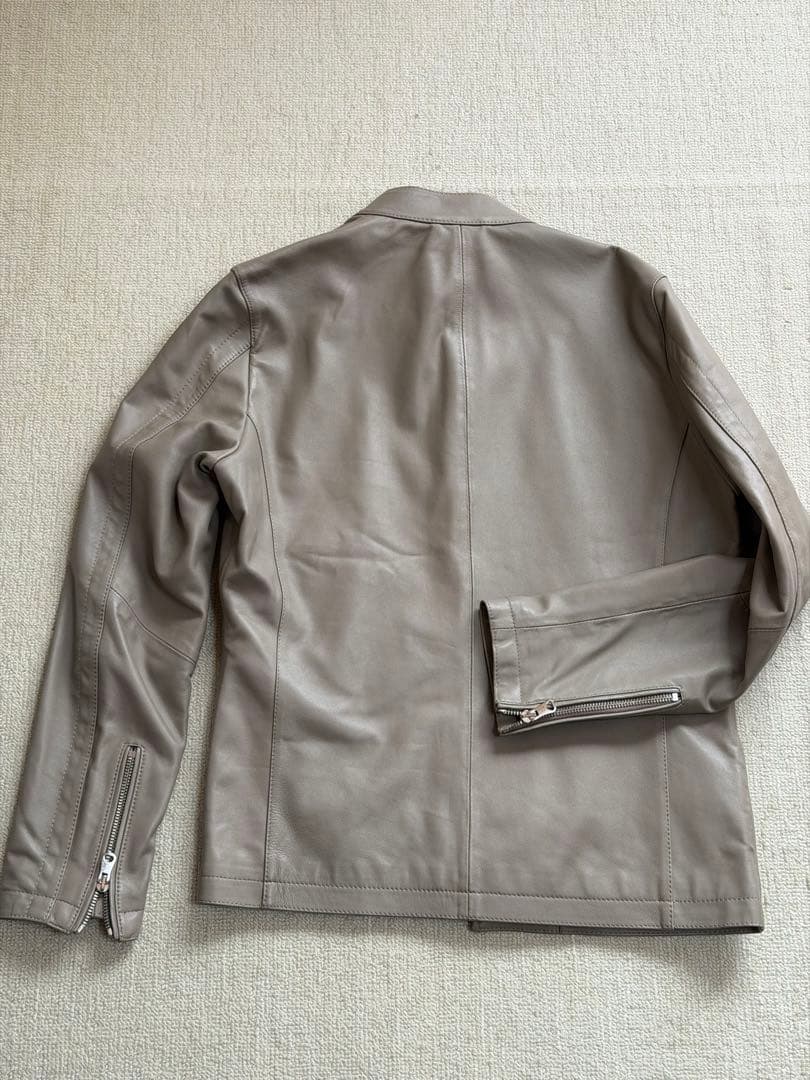 ÉDIFICE グレー レザー シングルライダースジャケット