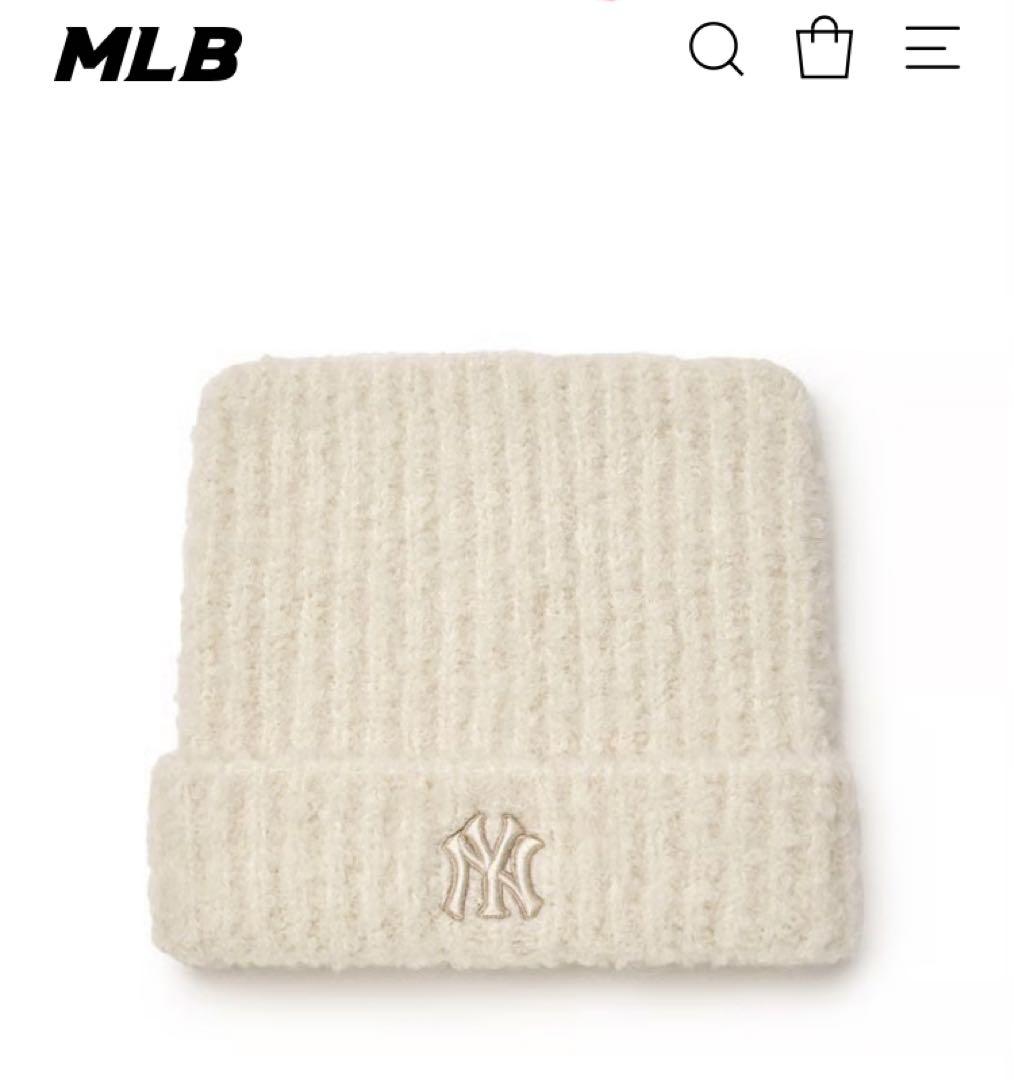 ★新春セール★新品★ MLB 韓国限定 ビーニー 猫耳 クリーム　カリナ着用