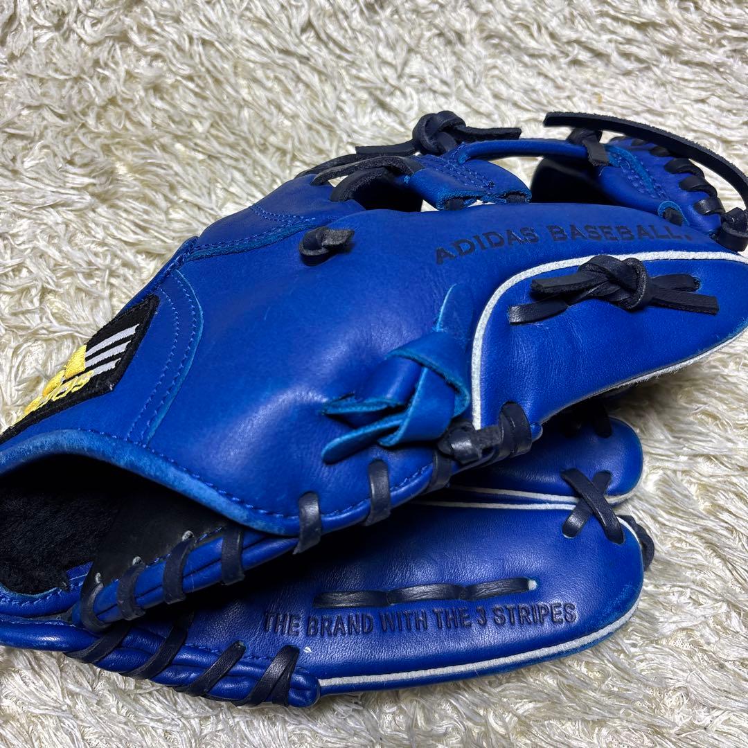 adidas アディダス 軟式 野球グローブ 一般 大人用 本革 希少ブルー 青