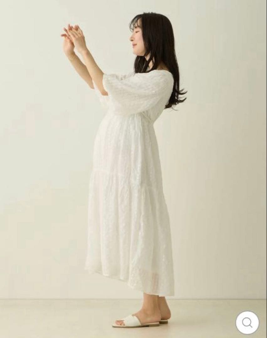【美品】honono バルーンスリーブワンピース ホワイト