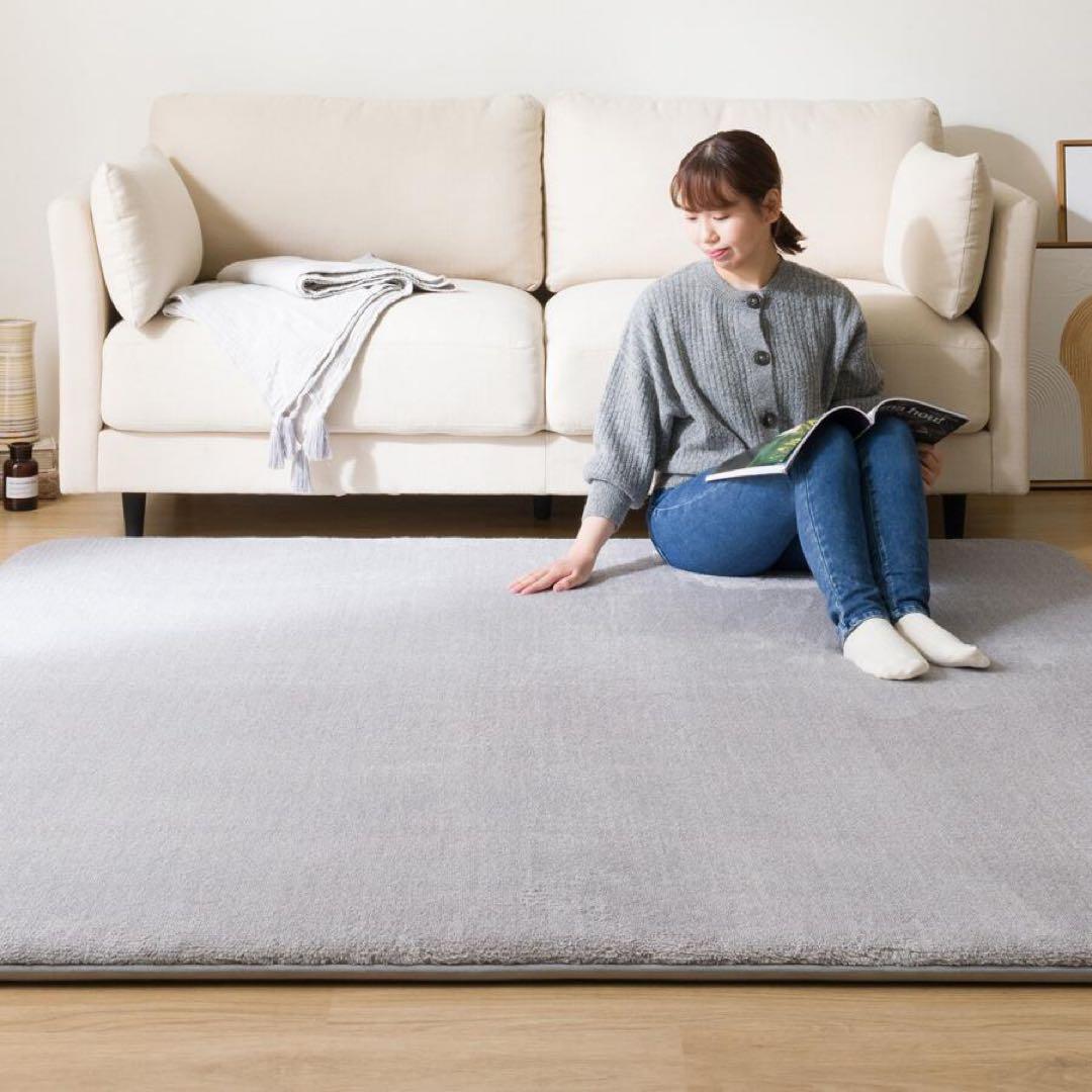 ニトリ　ウレタン入り 防汚加工 防ダニ加工 ラグ 185x185cm グレー