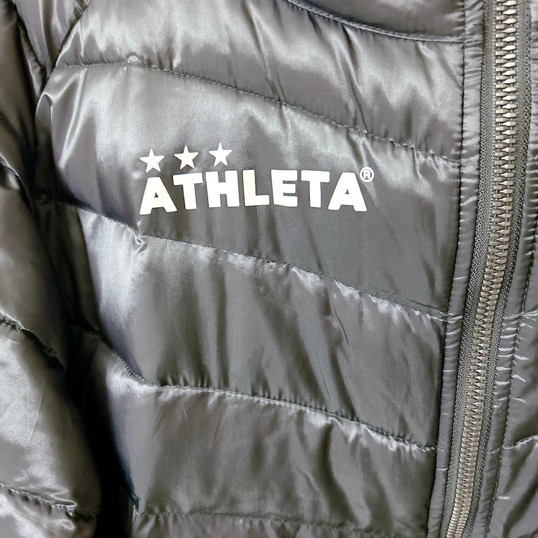 ATHLETA アスレタ　ベンチコート160 無地ブラック フード付 ロゴ