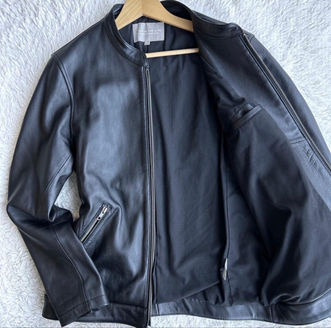 極美品UNITED ARROWS ブラックレザーシングルライダース Lサイズ