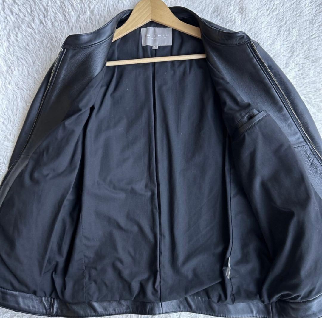 極美品UNITED ARROWS ブラックレザーシングルライダース Lサイズ