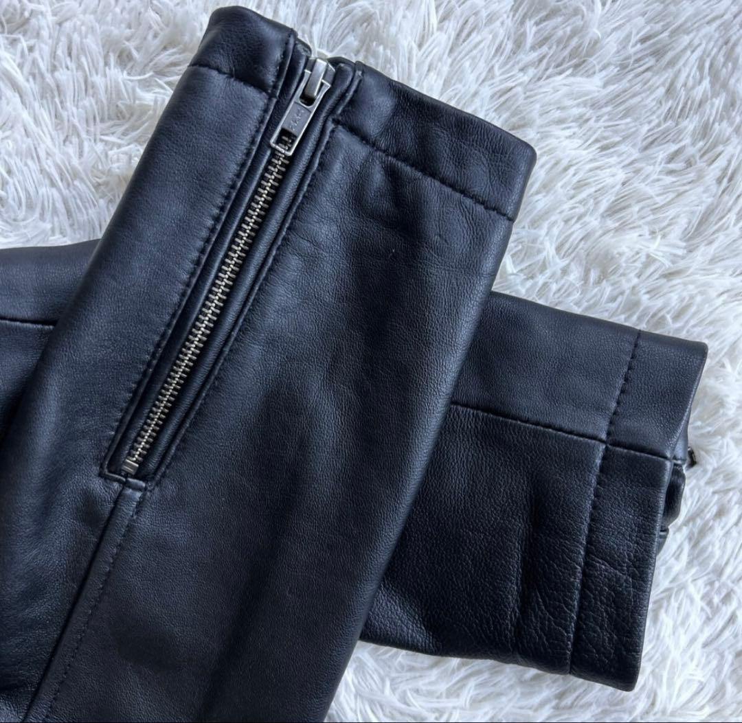 極美品UNITED ARROWS ブラックレザーシングルライダース Lサイズ