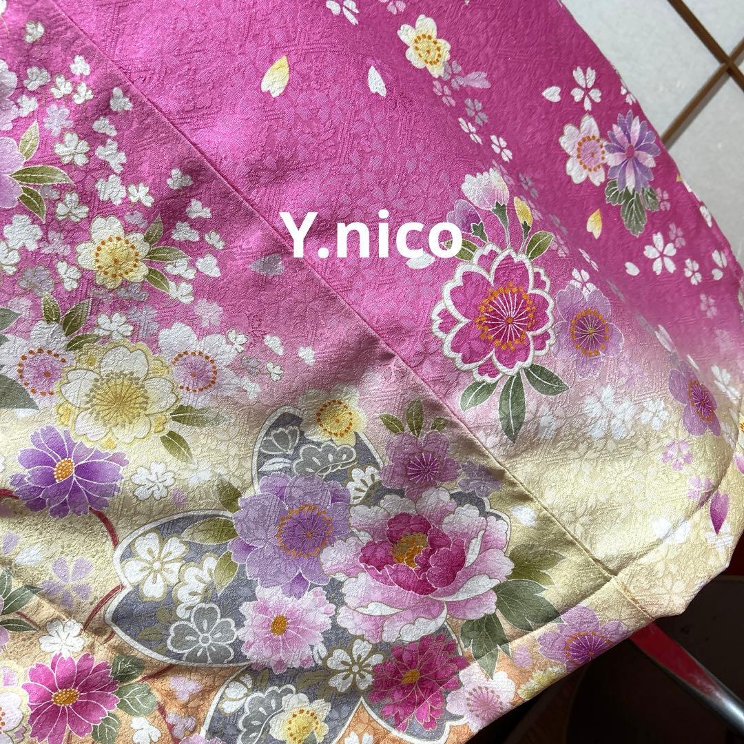 LL 大きめサイズ 正絹豪華振袖 シンプルゆったりワンピース