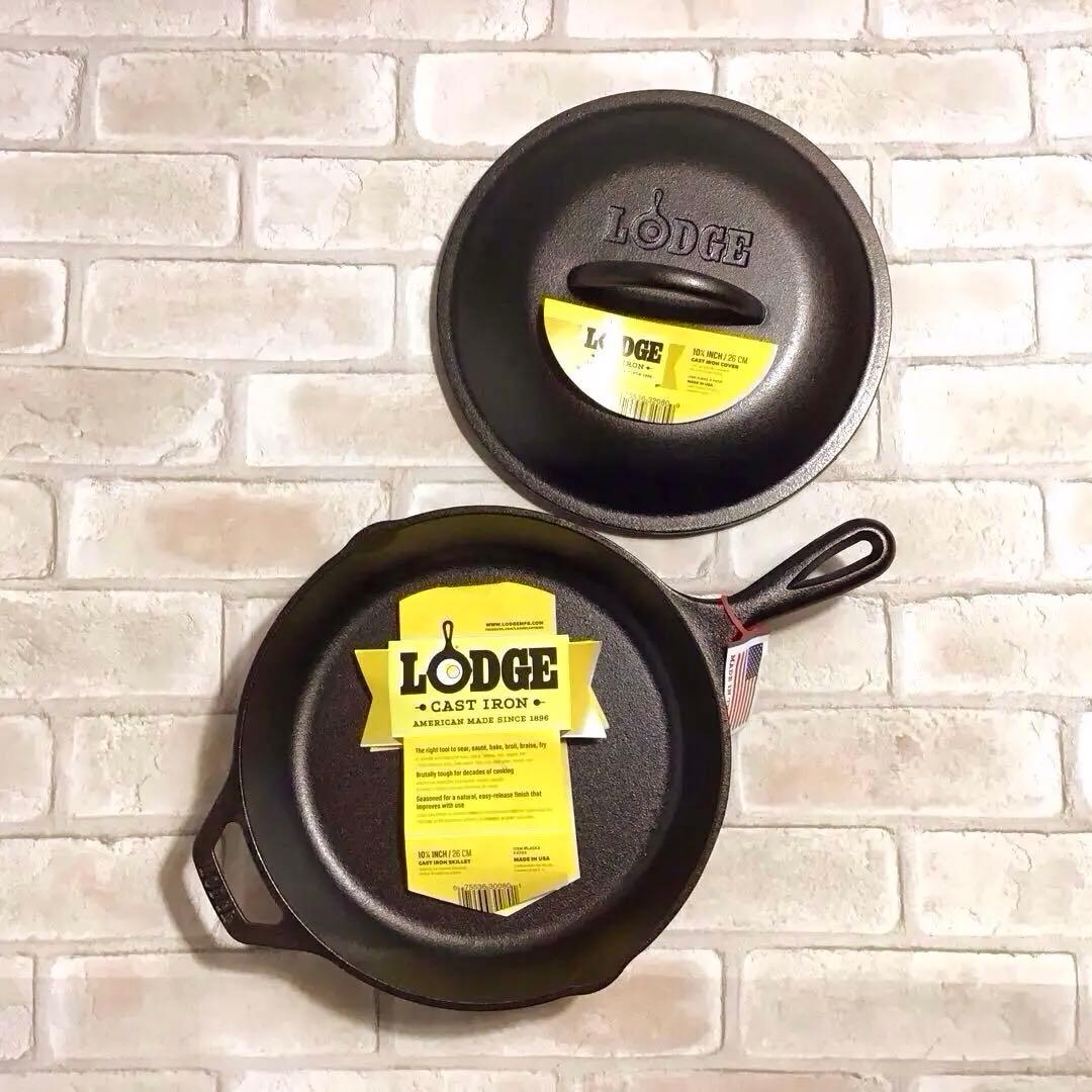 LODGE 新品未使用10,25インチスキレットL8SK3 & カバーL8IC3