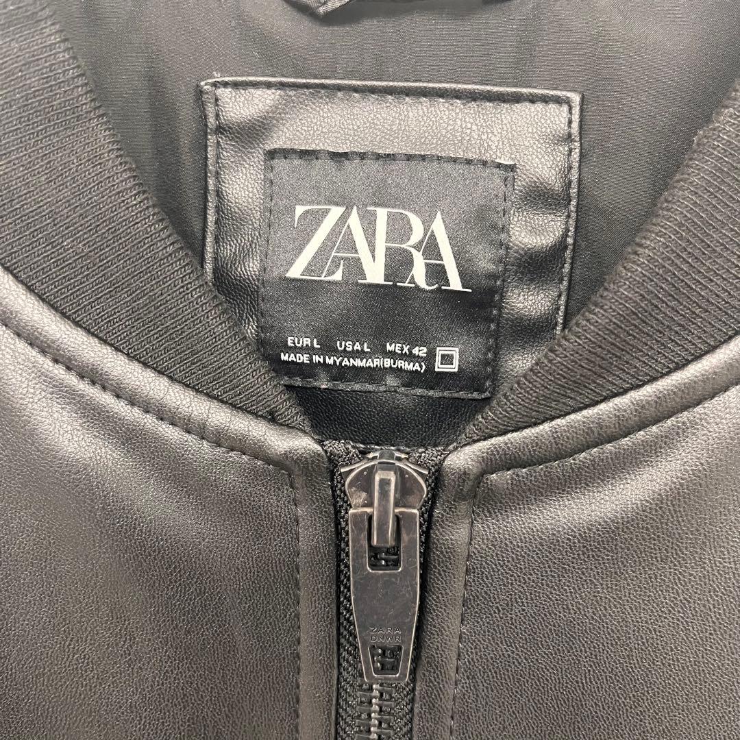 美品 ZARA フェイクレザージャケット L ボンバー
