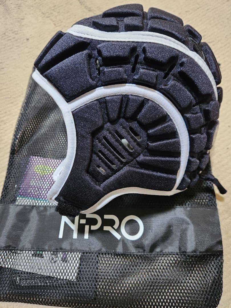 N-PRO 新品ヘッドギアヘッドキャップ 貴重黒×ホワイトSizeL 新品未使用