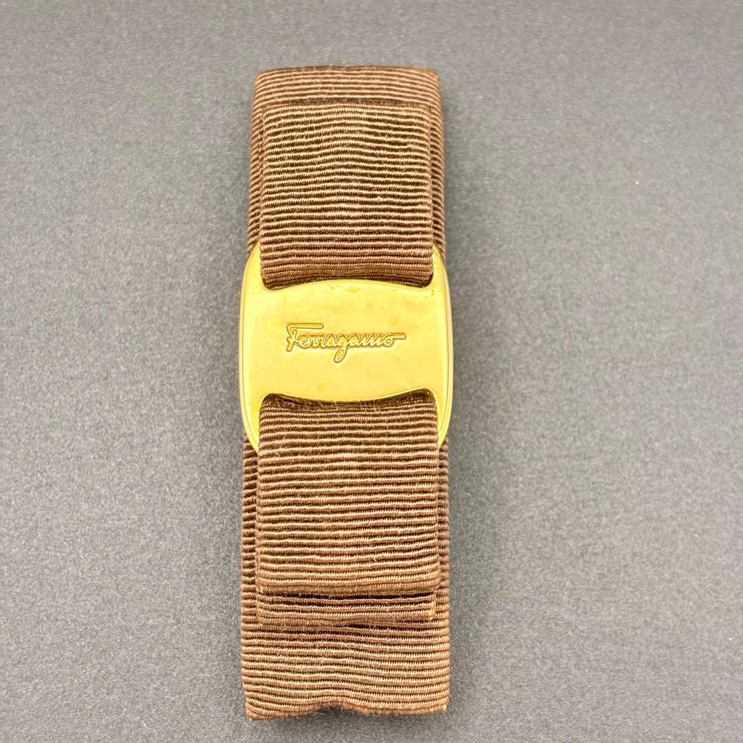 Salvatore Ferragamo ヴァラリボン バレッタ ブラウン 茶色