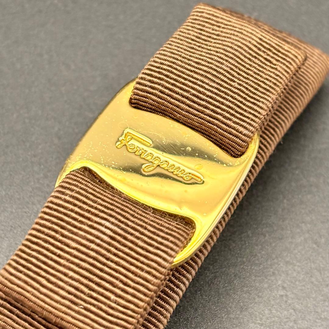 Salvatore Ferragamo ヴァラリボン バレッタ ブラウン 茶色
