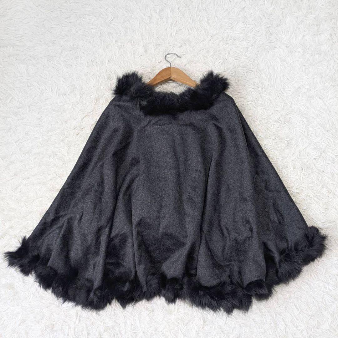 新品タグ付✨ノアージェ【カシミヤ混】ブルーフォックスファー ポンチョ ケープ 黒