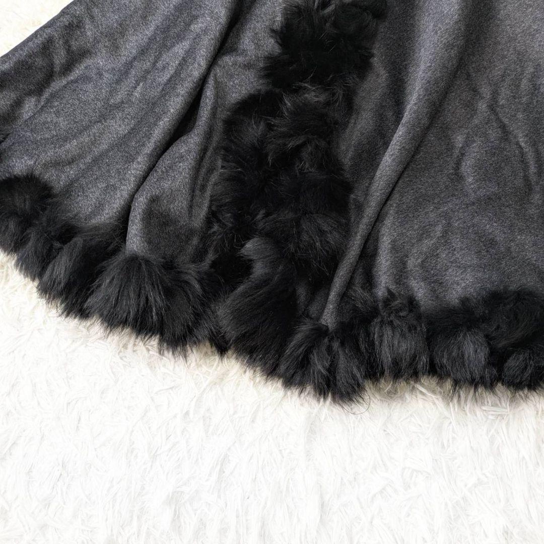 新品タグ付✨ノアージェ【カシミヤ混】ブルーフォックスファー ポンチョ ケープ 黒