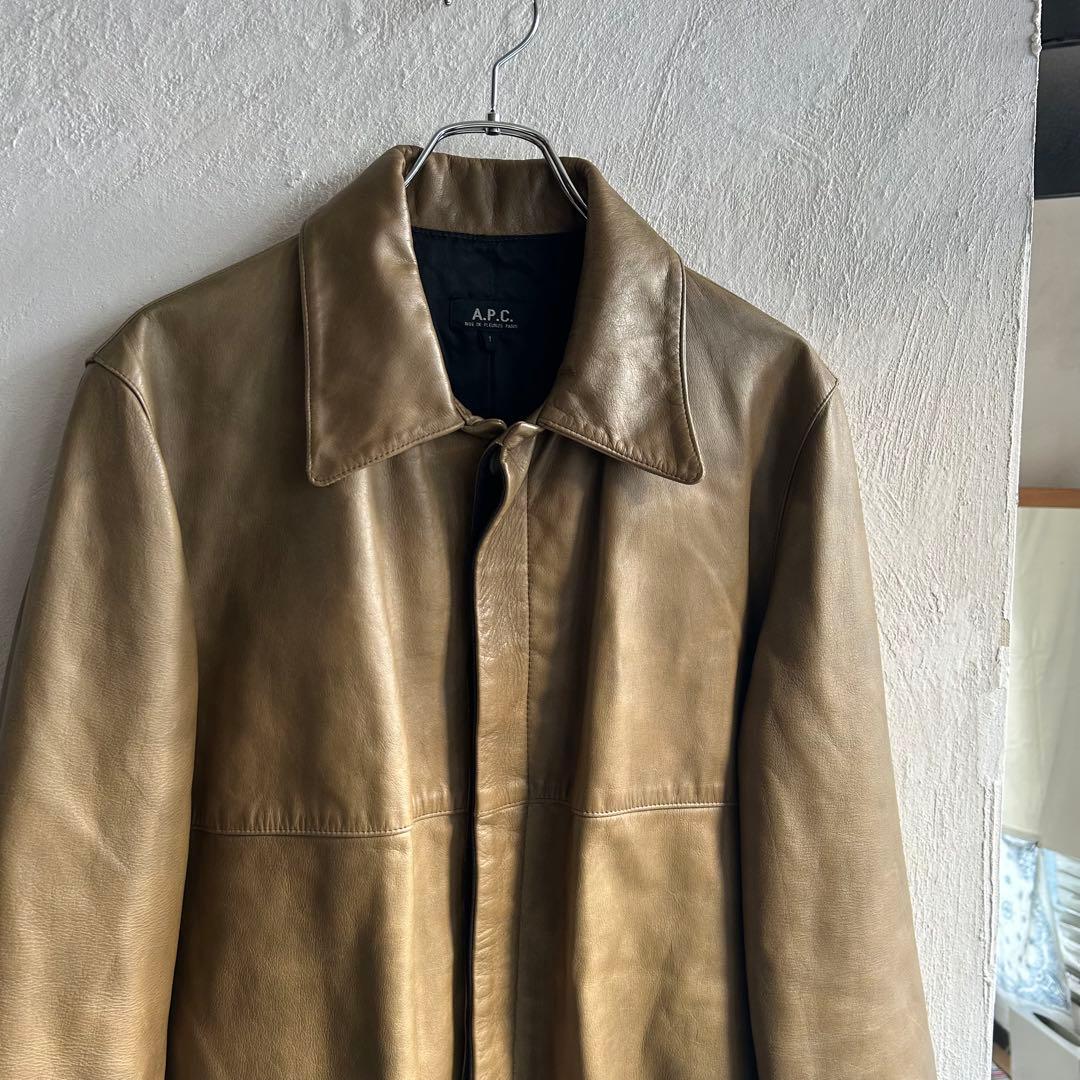 フランス製 OLD A.P.C. レザー ステンカラーコート APC