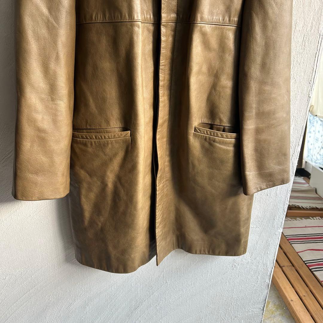 フランス製 OLD A.P.C. レザー ステンカラーコート APC