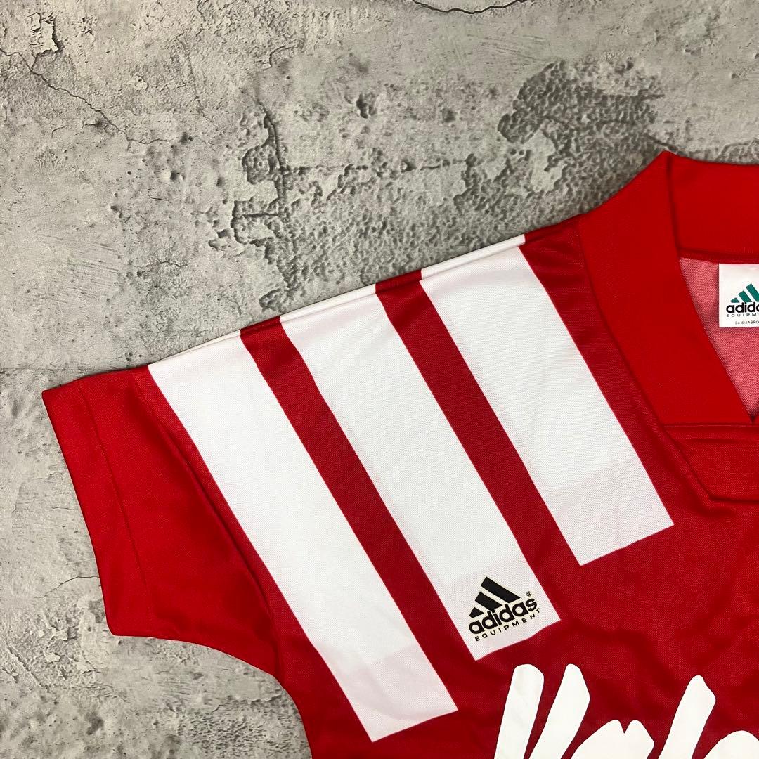 90s adidas EQUIPMENT ゲームシャツ デサント製 古着 赤 L
