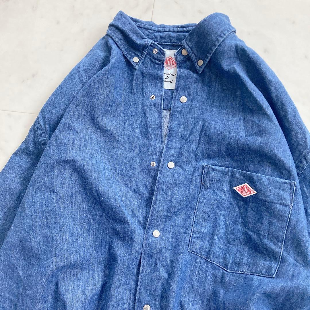 美品　DANTON デニムシャツワンピース　ダンガリー