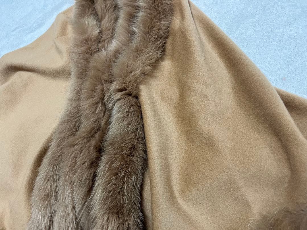 Viaggio Blu フォックスファー ウール　ポンチョ ケープ　2号　M