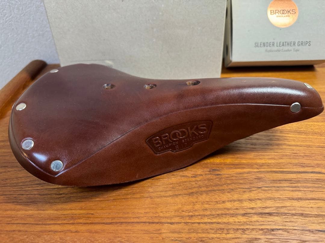 BROOKS ブラウンレザーサドル レザーグリップ セット B17