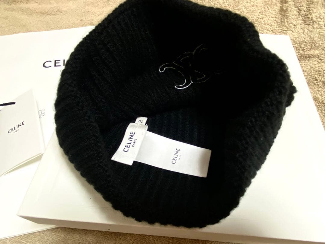 【新品・未使用】正規品CELINE トリオンフ ブラック ニット帽