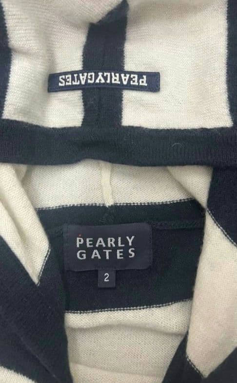 ク*ー様 PEARLY GATES フード付きセーター ネイビー・ホワイト