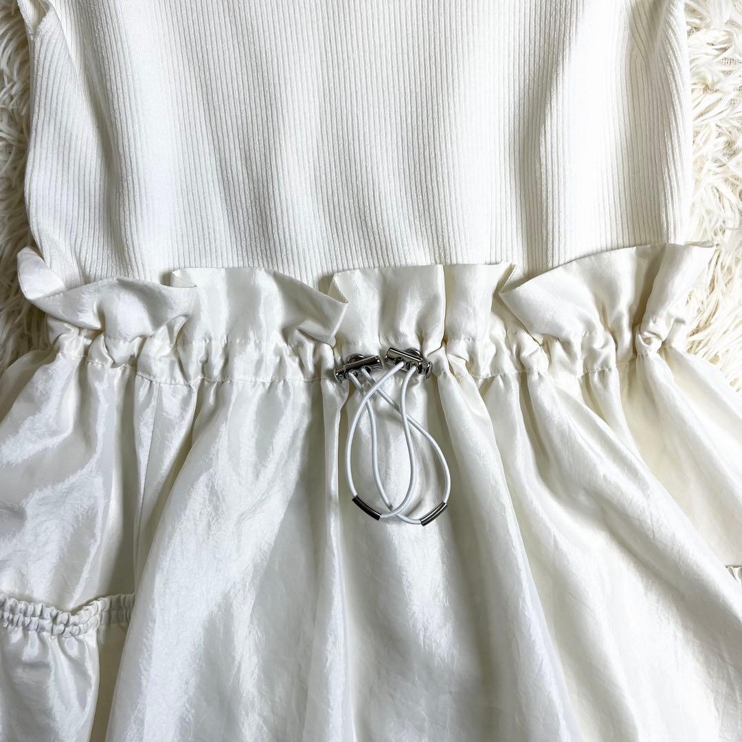 極美品✨セルフォード ニットドッキングドロストワンピース ロング 白 36